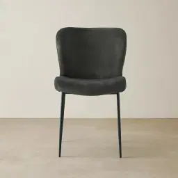Hailey Charcoal Velvet Dining Chair - Black Legs 