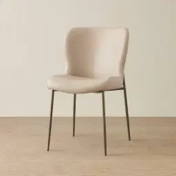 Hailey Sand Beige Vegan Leather Dining Chair - Bronze Legs
