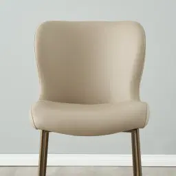 Hailey Sand Beige Vegan Leather Dining Chair - Bronze Legs