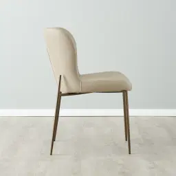 Hailey Sand Beige Vegan Leather Dining Chair - Bronze Legs