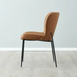 Hailey Walnut Vegan Leather Dining Chair - Black Legs