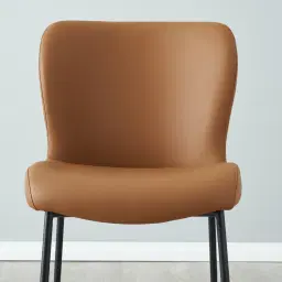 Hailey Walnut Vegan Leather Dining Chair - Black Legs