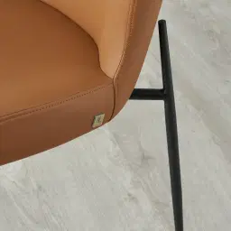 Hailey Walnut Vegan Leather Dining Chair - Black Legs