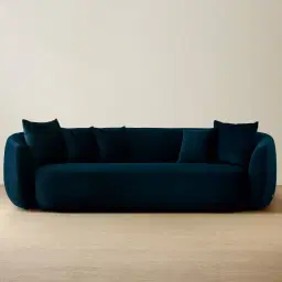 Everett Midnight Navy Velvet 3 Seater Sofa