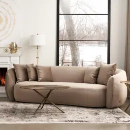 Everett Beige Velvet 3 Seater Sofa