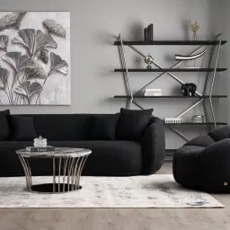 Everett Black Velvet 3 Seater Sofa