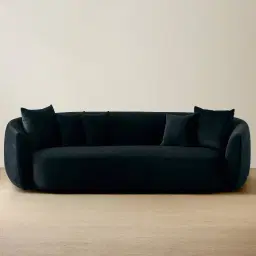 Everett Black Velvet 3 Seater Sofa