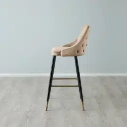 Winston III Beige Velvet Bar Stool - 74cm
