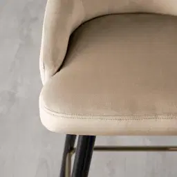 Winston III Beige Velvet Bar Stool - 74cm
