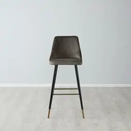 Winston III Mushroom Velvet Bar Stool - 74cm
