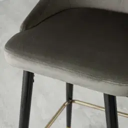 Winston III Mushroom Velvet Bar Stool - 74cm