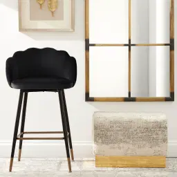 Amber III Black Velvet Counter Stool
