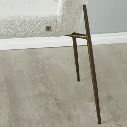 Hailey Snow White Boucle Dining Chair - Bronze Legs