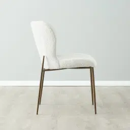 Hailey Snow White Boucle Dining Chair - Bronze Legs