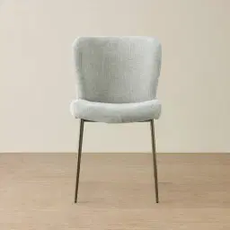 Hailey Vintage Grey Chenille Fabric Dining Chair - Bronze Legs