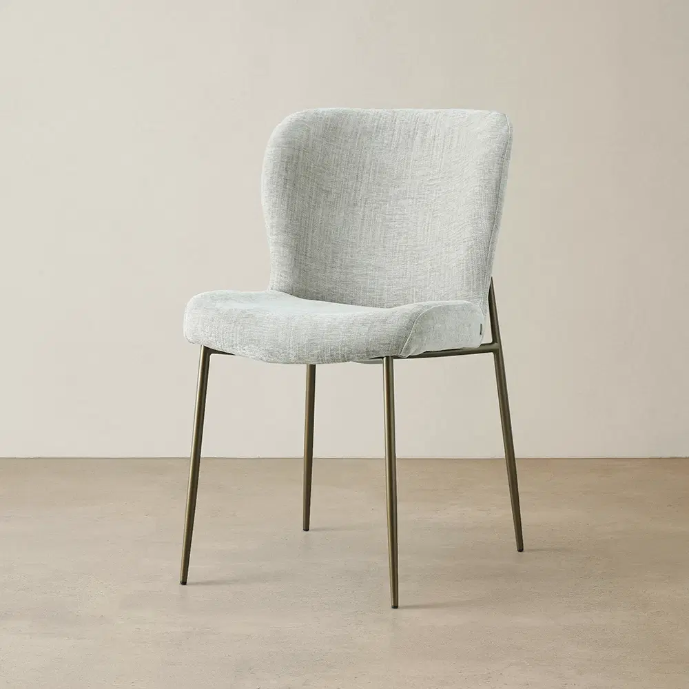 Hailey Vintage Grey Chenille Fabric Dining Chair - Bronze Legs