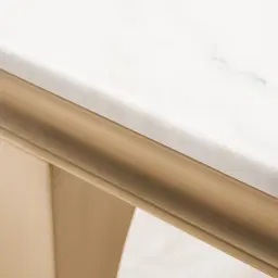 Melody Natural White Marble Dining Table - Brushed Champagne Gold Stainless Steel Legs 160cm x 90cm