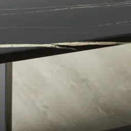 Isla Black Marble Dining Table - Black Metal Legs