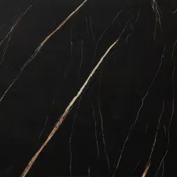 Isla Black Marble Dining Table - Black Metal Legs