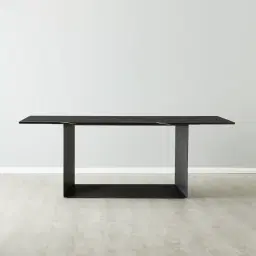Isla Black Marble Dining Table - Black Metal Legs