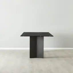 Isla Black Marble Dining Table - Black Metal Legs