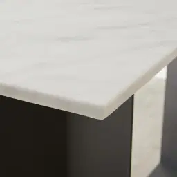 Isla Natural White Marble Console Table - Black Metal Legs