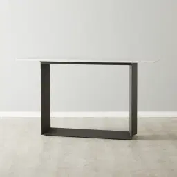 Isla Natural White Marble Console Table - Black Metal Legs