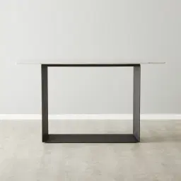 Isla Natural White Marble Console Table - Black Metal Legs