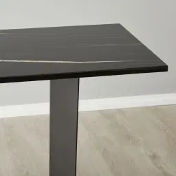 Isla Black Marble Console Table - Black Metal Legs