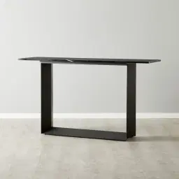 Isla Black Marble Console Table - Black Metal Legs