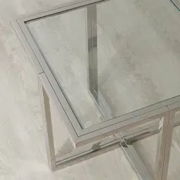 Titus Clear Glass Side Table - Silver Legs