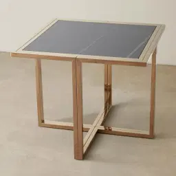 Titus Black Sintered Stone Side Table - Gold Stainless Steel Legs