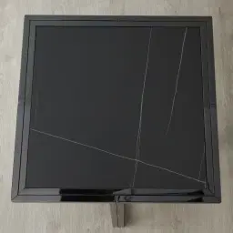 Titus Black Sintered Stone Side Table - Black Legs