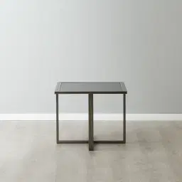 Titus Black Sintered Stone Side Table - Black Legs