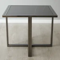 Titus Black Sintered Stone Side Table - Black Legs