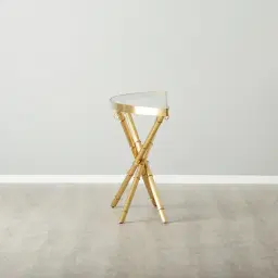 Sandringham Clear Glass Console Table - Gold Stainless Steel Legs
