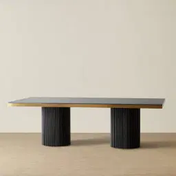 Archie Black Rectangular Dining Table with Black Sintered Stone Top - 240x118cm
