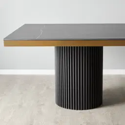 Archie Black Rectangular Dining Table with Black Sintered Stone Top - 240x118cm