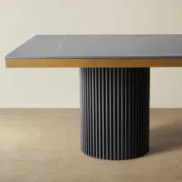 Archie Black Rectangular Dining Table with Black Sintered Stone Top - 240x118cm
