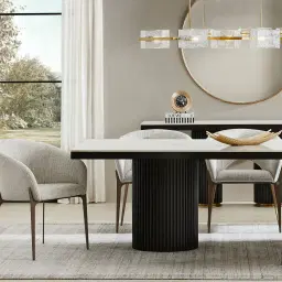 Archie Black Rectangular Dining Table with White Sintered Stone Top - 240x118cm