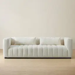 Storme Cream Turrel 3-Seater Fabric Sofa - Black Legs