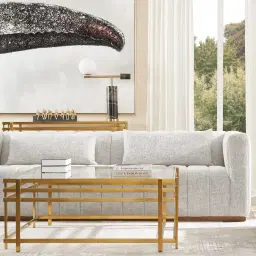 Storme Cream Turrel 3-Seater Fabric Sofa - Black Legs