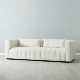 Storme Cream Turrel 3-Seater Fabric Sofa - Black Legs