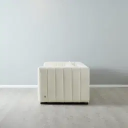 Storme Cream Turrel 3-Seater Fabric Sofa - Black Legs