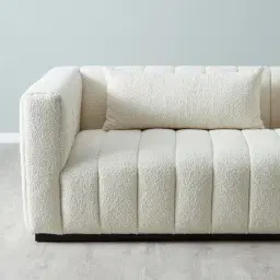 Storme Cream Turrel 3-Seater Fabric Sofa - Black Legs