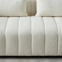 Storme Cream Turrel 3-Seater Fabric Sofa - Black Legs