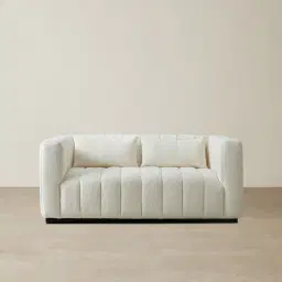 Storme Cream Turrel 2-Seater Fabric Sofa - Black Legs