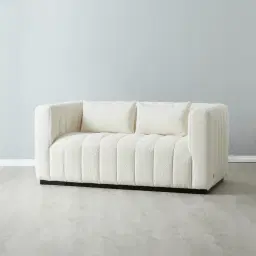 Storme Cream Turrel 2-Seater Fabric Sofa - Black Legs