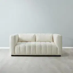 Storme Cream Turrel 2-Seater Fabric Sofa - Black Legs