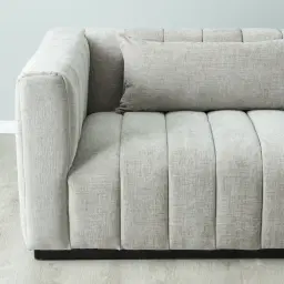 Storme Vintage Grey 3-Seater Chenille Fabric Sofa - Black Legs